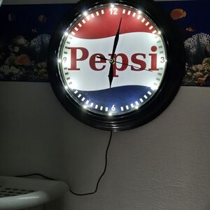 Pepsi LED Lighted Clock Rare Nice Clock Converted To Ac Adapter From Batteries